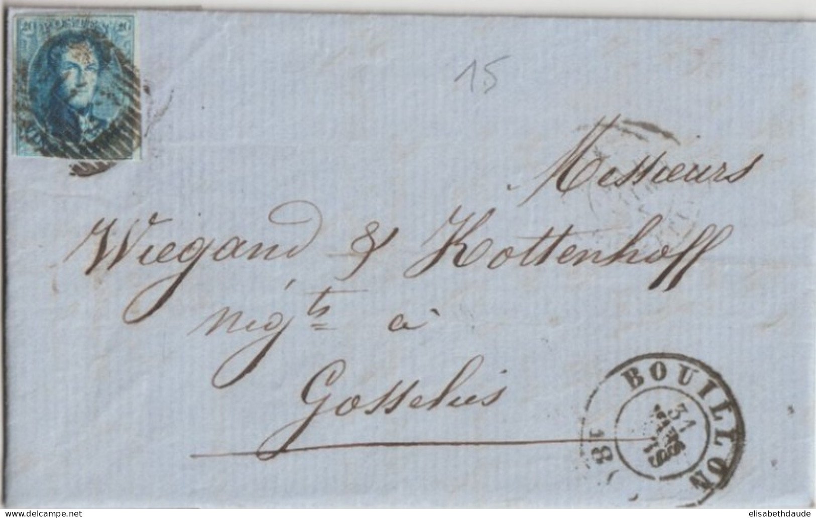 1863 - BELGIQUE - LETTRE De BOUILLON => GOSSELIES - 1849-1865 Médaillons (Autres)