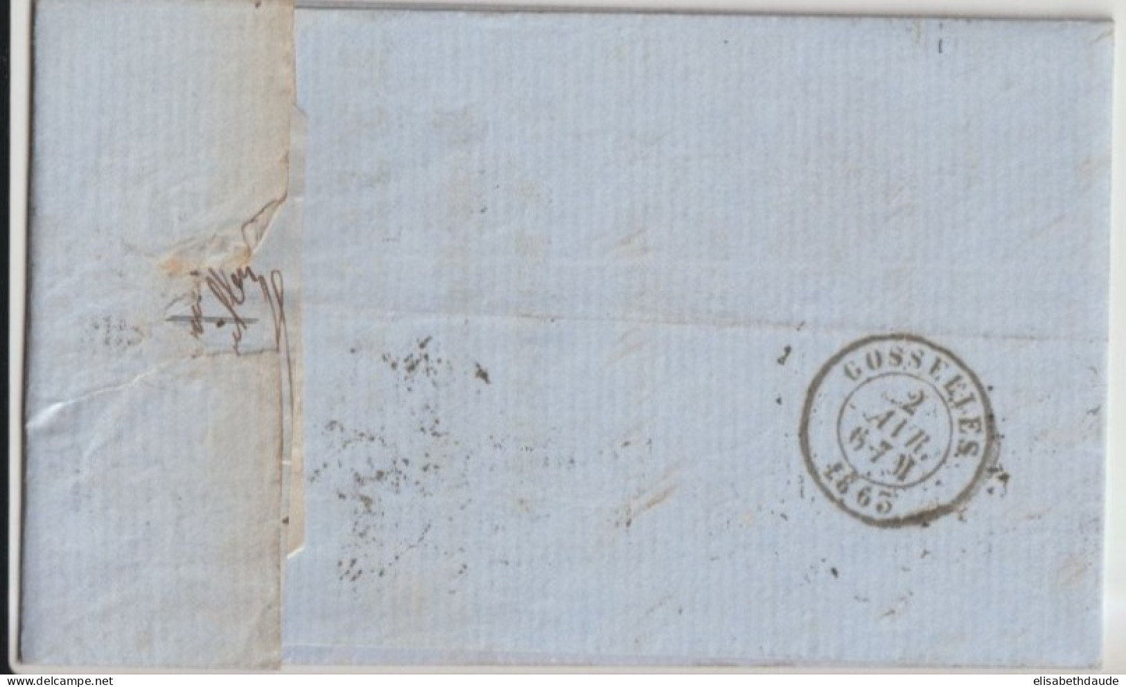 1863 - BELGIQUE - LETTRE De BOUILLON => GOSSELIES - 1849-1865 Medaillen (Sonstige)