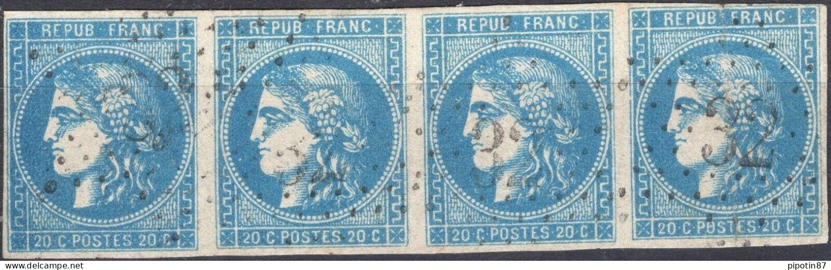 FRANCE BORDEAUX N° 46B BANDE DE 4 AVEC ETOILE DE PARIS N° 32 SIGNÉ SCHELLER RARE - 1870 Emissione Di Bordeaux