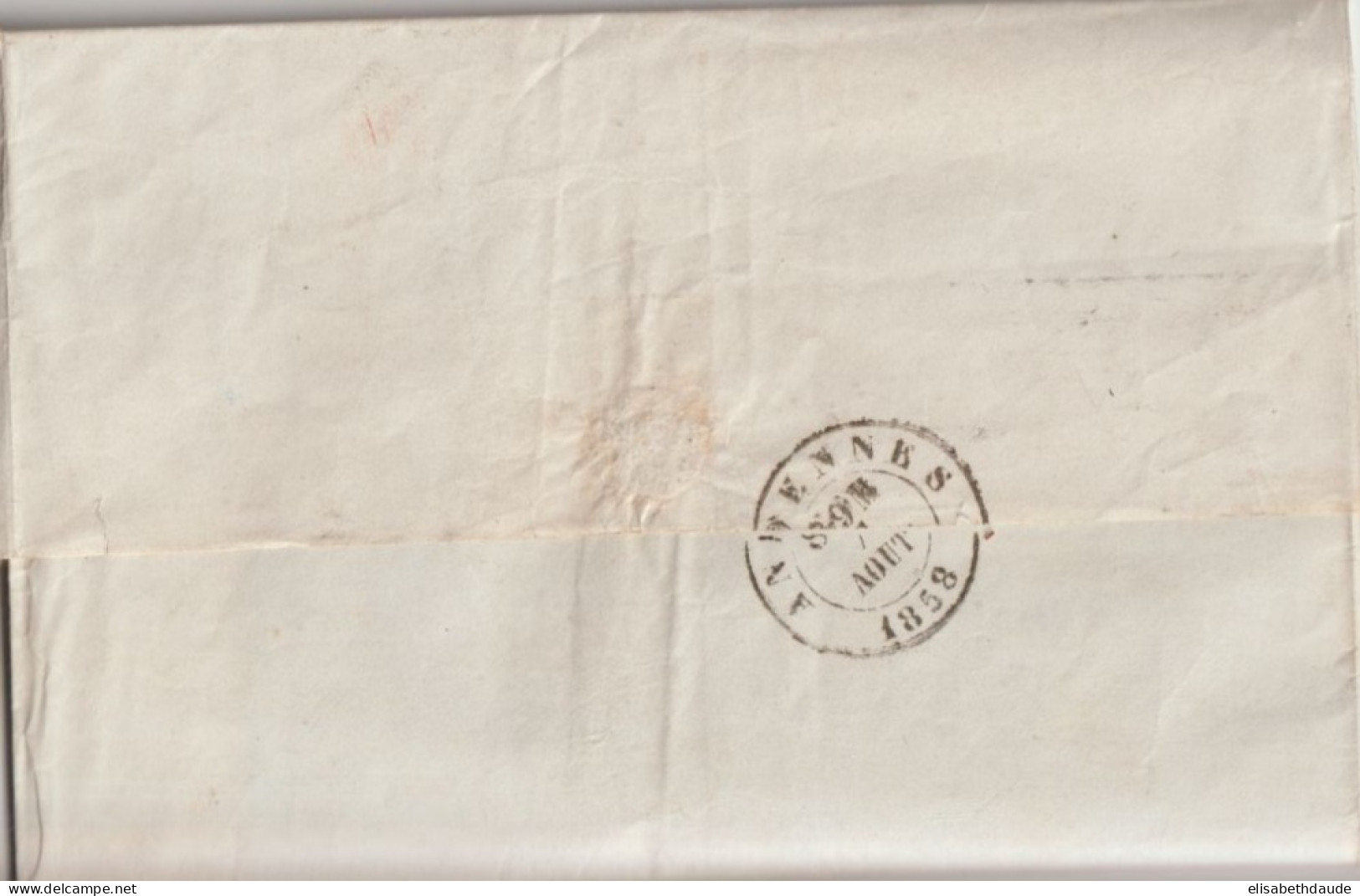 1858 - BELGIQUE - LETTRE De HUY => ANDENNES - 1849-1865 Medallones (Otros)