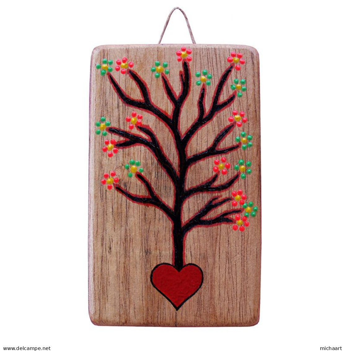 Tree Of Love Art Painting Handmade 140x85mm Acrylic On Wood 02173 - Art Nouveau / Art Deco