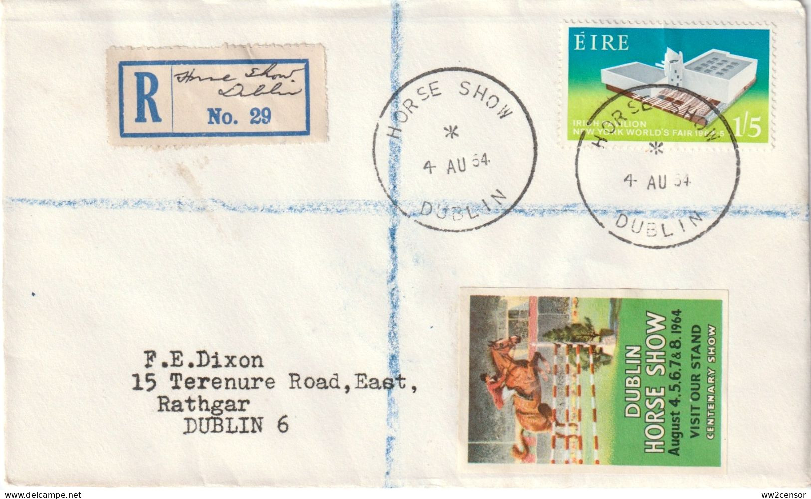 Ireland-Irlande-Irland: 5 RDS Horse Show Special Registered Letters 1962-70 - Cartas & Documentos