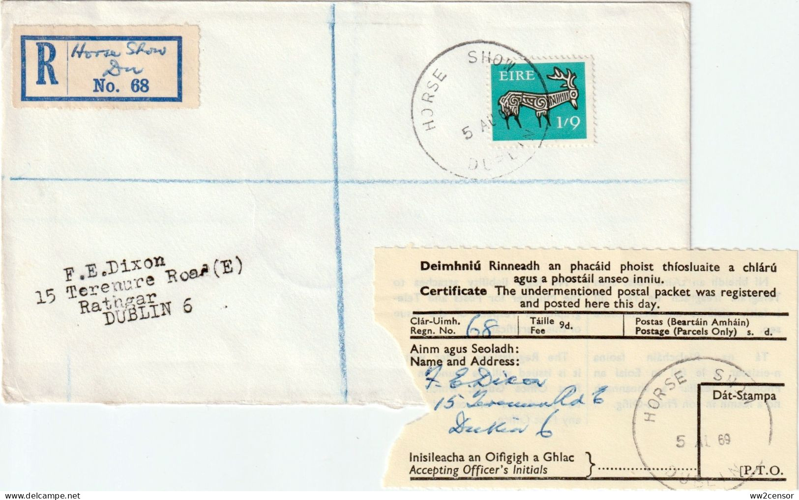 Ireland-Irlande-Irland: 5 RDS Horse Show special registered letters 1962-70