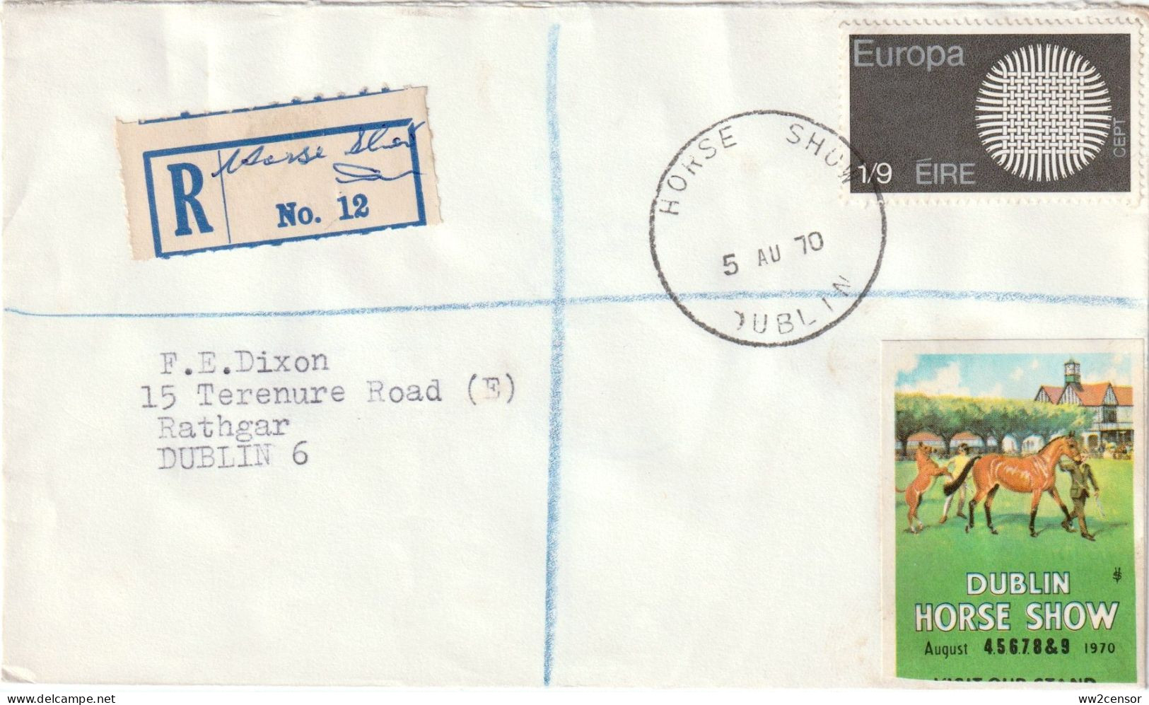 Ireland-Irlande-Irland: 5 RDS Horse Show special registered letters 1962-70