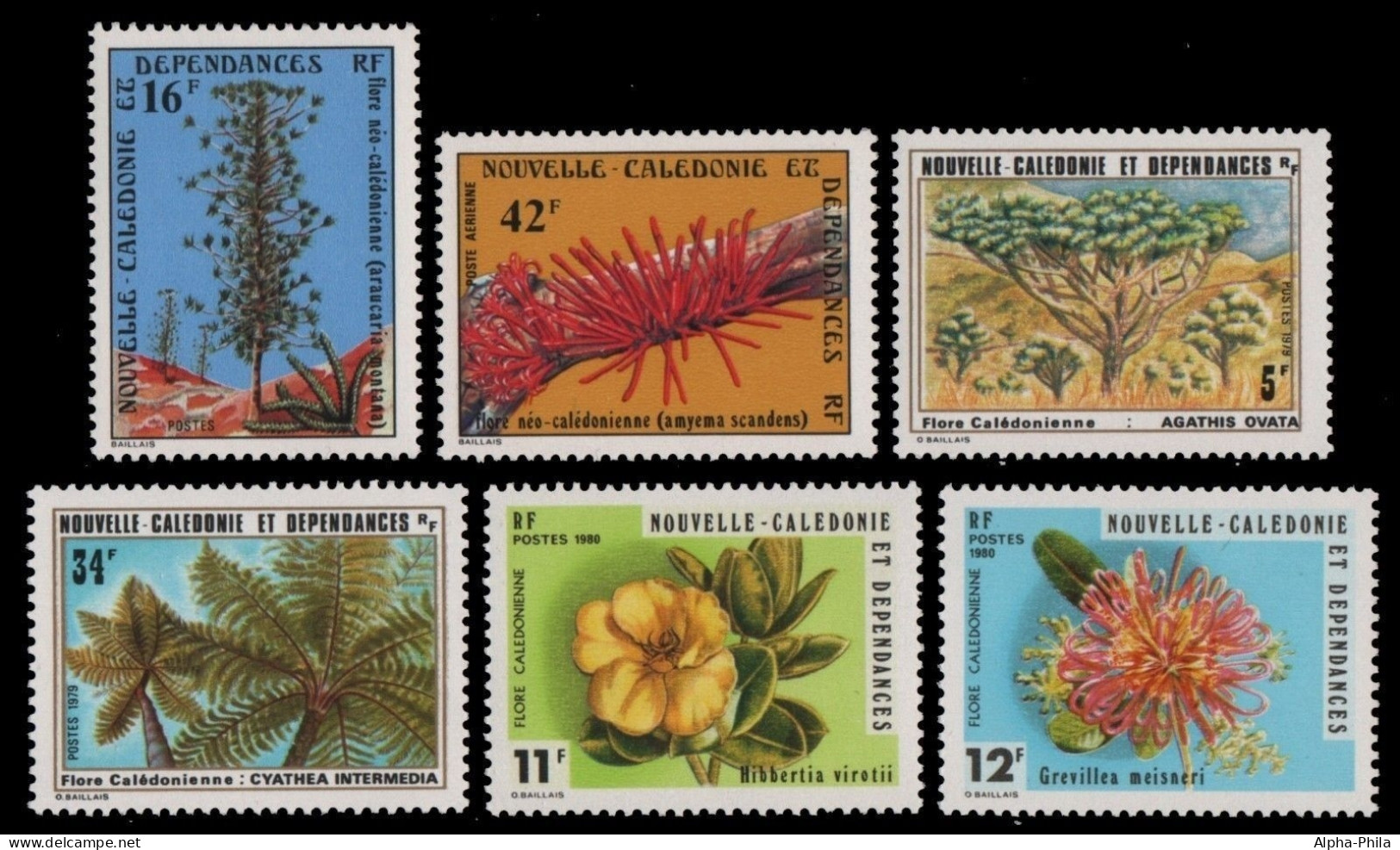 Neukaledonien 1978/80 - Mi-Nr. 608-609, 636-637 & 646-647 ** - MNH - Flora - Ongebruikt