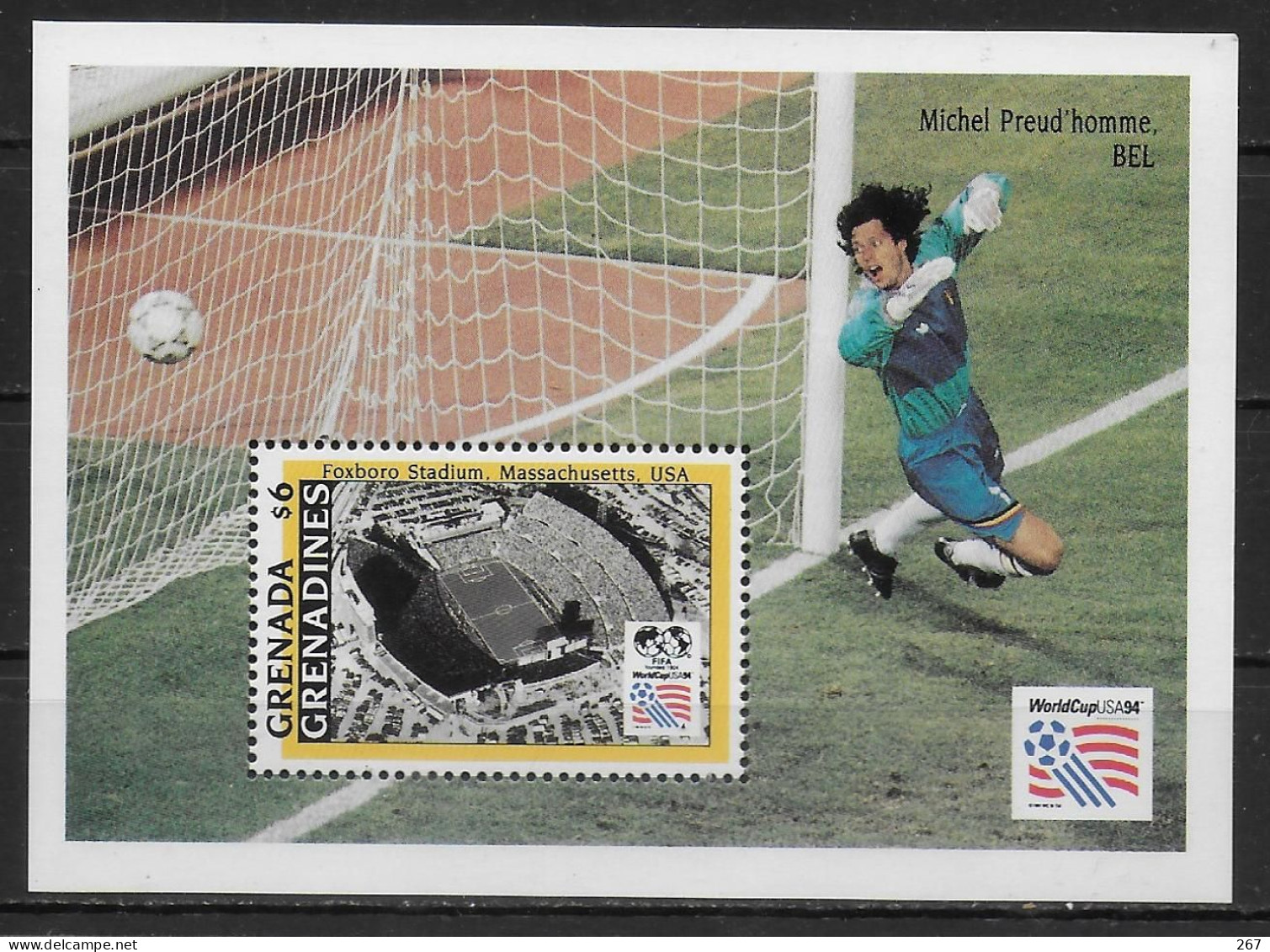 GRENADINES   BF  285 * * ( Cote 8.50e)  Cup  1994  Football Soccer Fussball Stade Preud' Homme - 1994 – USA