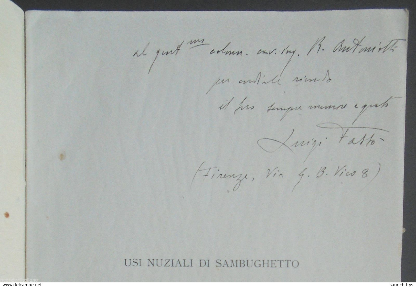 Usi Nuziali Di Sambughetto Valle Strona Con Autografo Luigi Fassò Di Borgosesia - Geschichte, Biographie, Philosophie