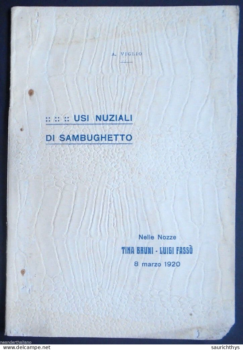 Usi Nuziali Di Sambughetto Valle Strona Con Autografo Luigi Fassò Di Borgosesia - Historia Biografía, Filosofía