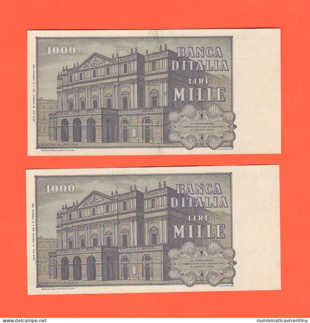 Italia Repubblica 1000 Lire Verdi II° Tipo 1981 Numeri Consecutivi Italie Italy UNC - 1.000 Lire