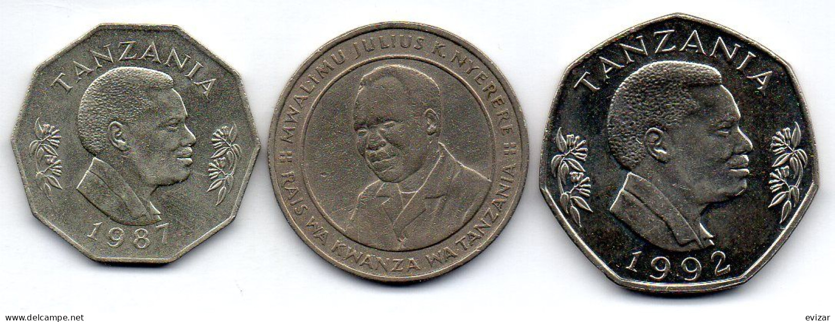 TANZANIA - Set Of Three Coins 5, 10, 20 Shillings, Copper-Nickel, Year 1987, 1992, KM # 23, 20, 27.2 - Tanzanie