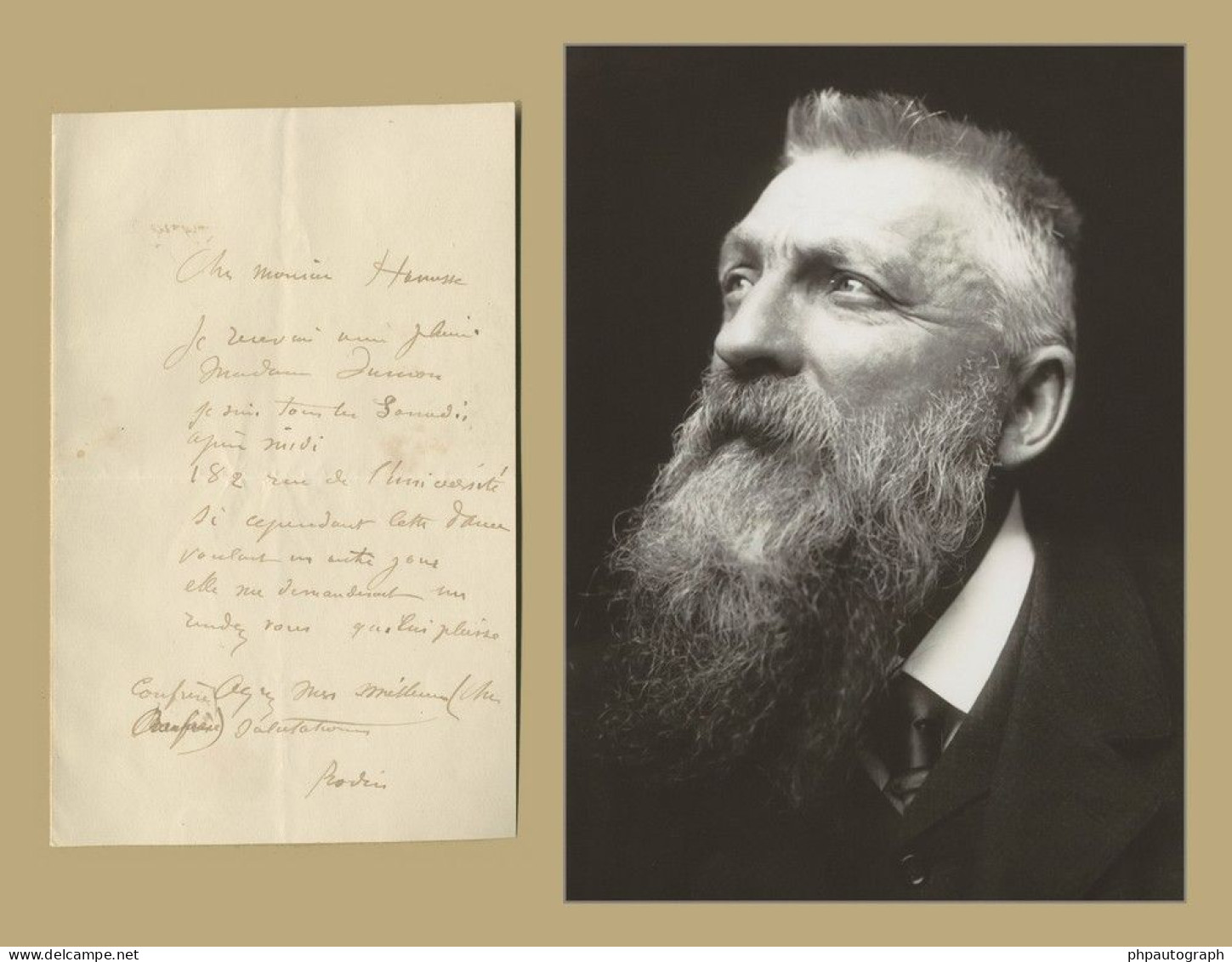 Auguste Rodin (1840-1917) - French Sculptor - Rare Autograph Letter Signed + Photo - COA - Painters & Sculptors