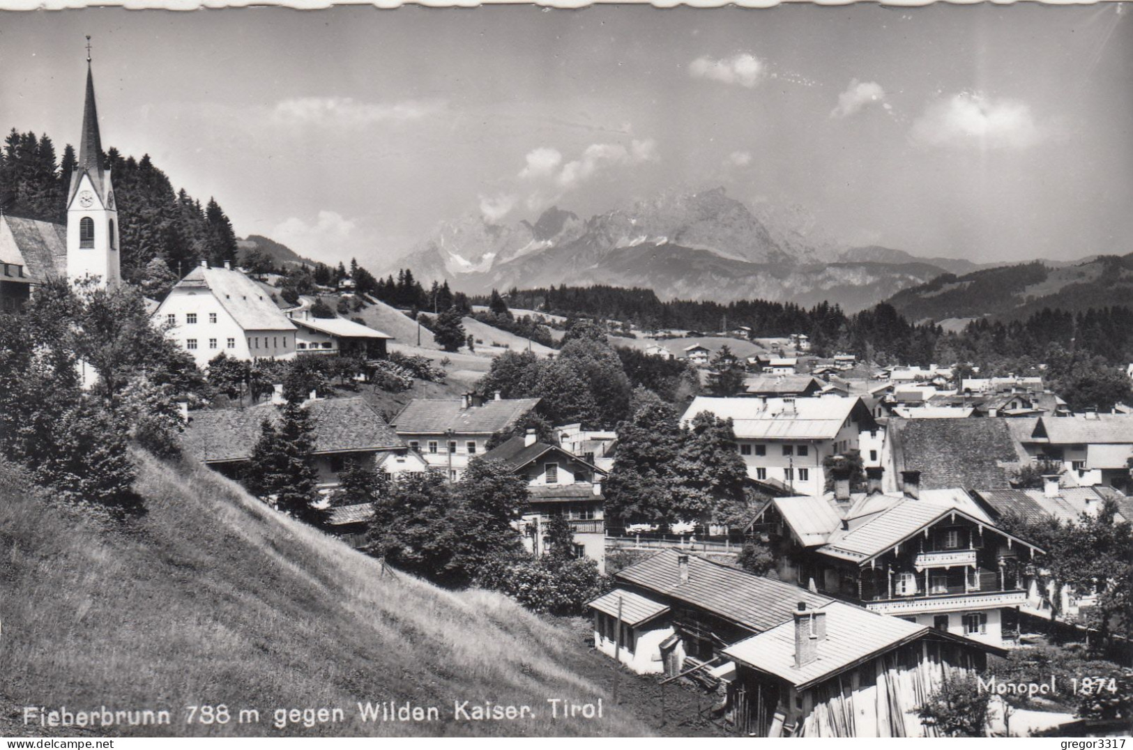 D8573) FIEBERBRUNN Gegen Wilden Kaiser - Kirche Häuser S/W FOTO AK Alt - Fieberbrunn