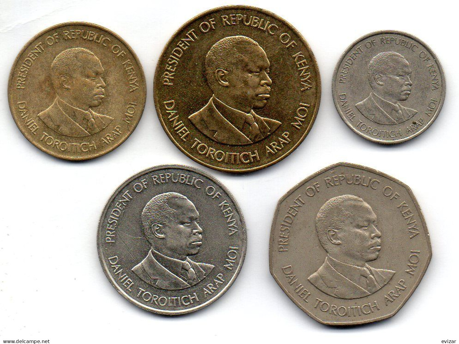 KENYA - Set Of Five Coins 5, 10, 20 Cents, 1, 5 Shillings, N-Brass, Copper-Nickel, Year 1980-89, KM # 17, 18, 19, 20, 23 - Kenia