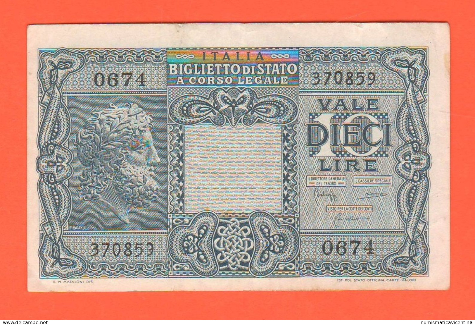 Italia 10  Lire  1944 War Banknotes Italy Italie UNC - Italië – 10 Lire