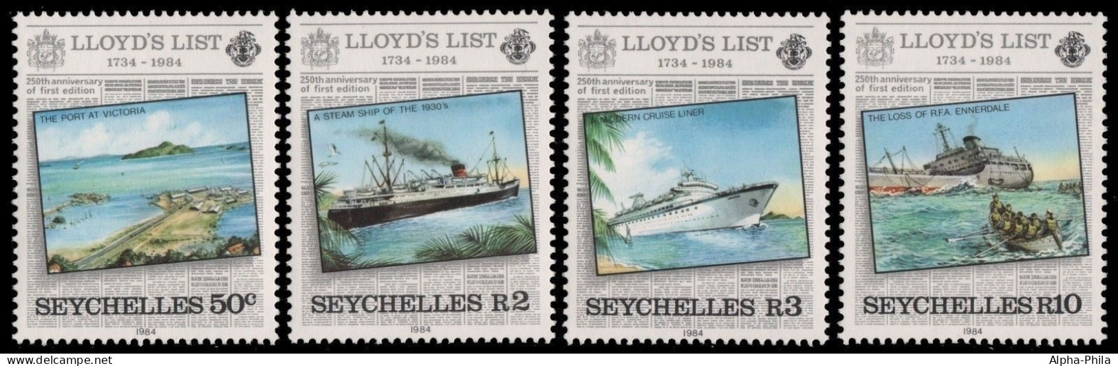 Seychellen 1984 - Mi-Nr. 554-557 ** - MNH - Schiffe / Ships - Seychelles (1976-...)