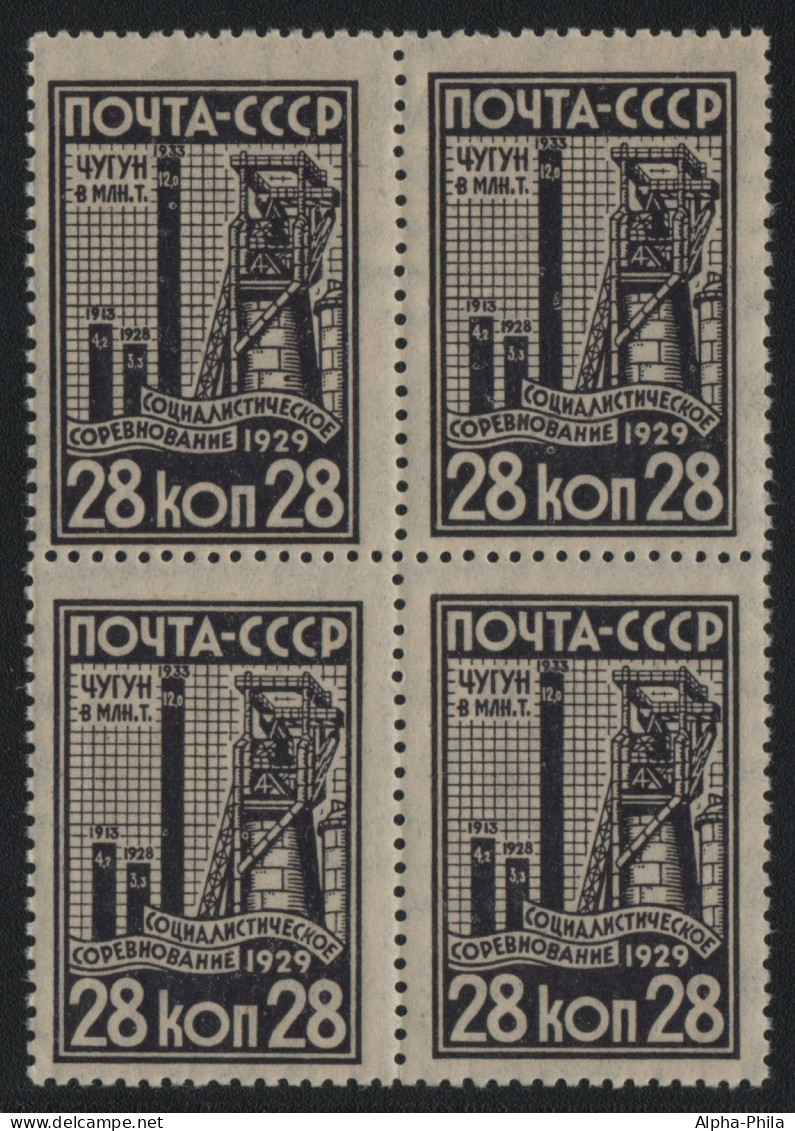 Russia / Sowjetunion 1929 - Mi-Nr. 382 ** - MNH - 4er-Block - Industrialisierung - Ungebraucht