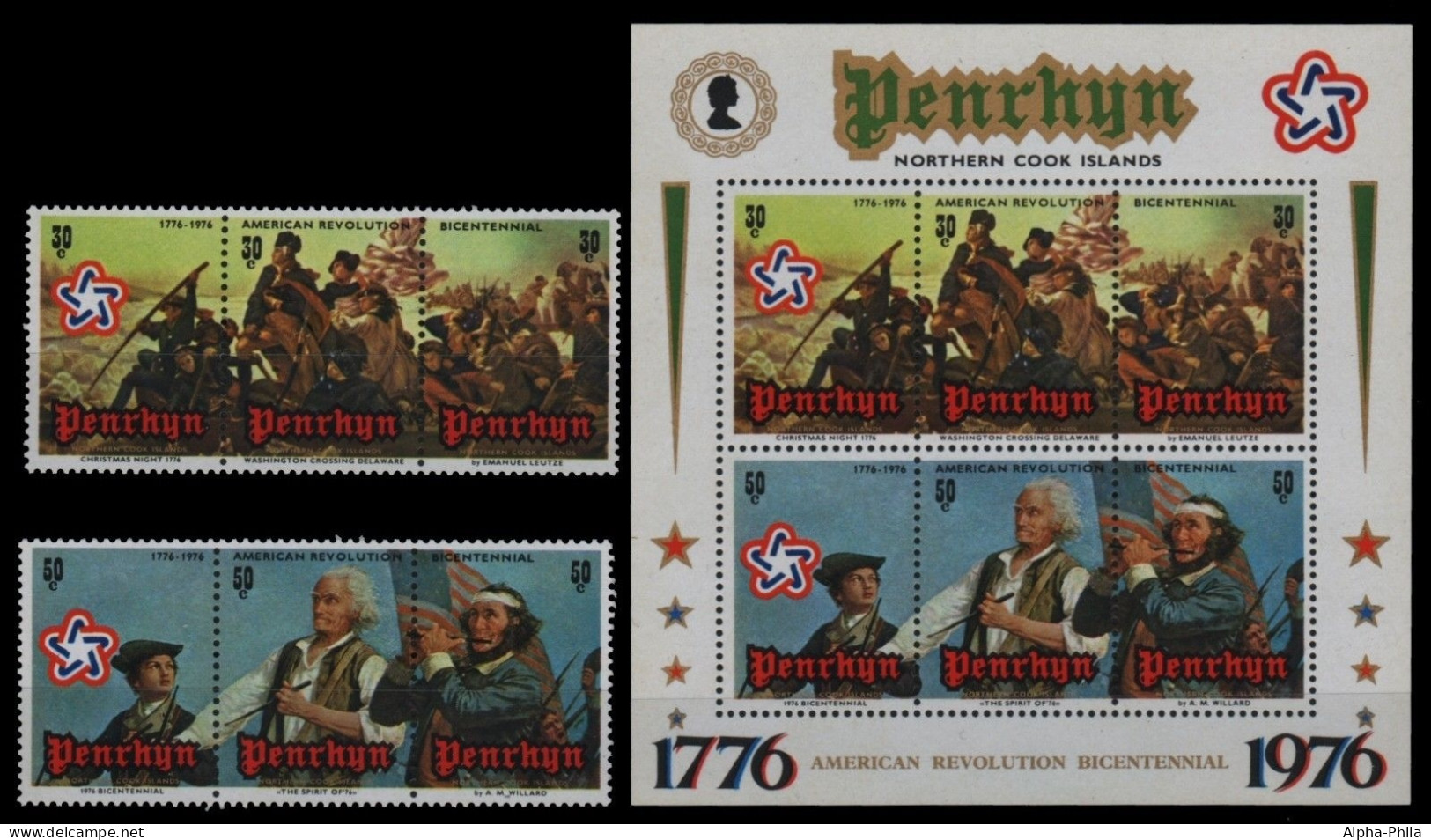 Penrhyn 1976 - Mi-Nr. 73-78 & Block 2 ** - MNH - 200 Jahre Unabhängigkeit - Andere-Oceanië