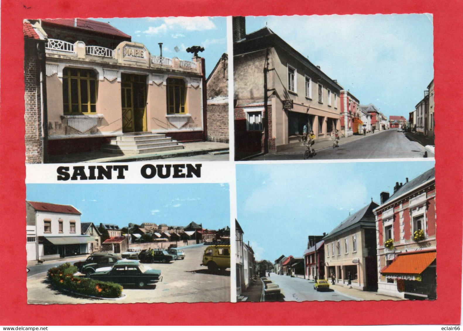 Saint Ouen -(80.Somme) -CPSM Grand Format Année 1959  La MAIRIE Charcuterie Multivues ,EDIT S P A D E M - Saint Ouen