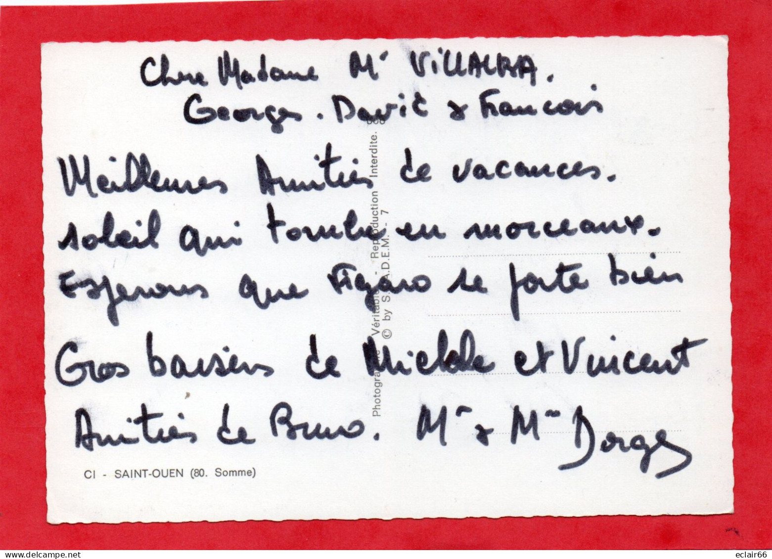 Saint Ouen -(80.Somme) -CPSM Grand Format Année 1959  La MAIRIE Charcuterie Multivues ,EDIT S P A D E M - Saint Ouen