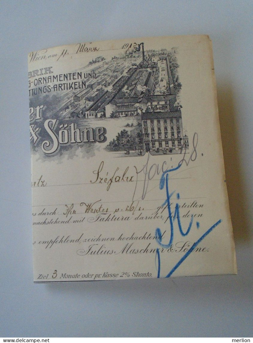 ZA470.34  Old Invoice Austria Julius Maschner  WIEN  1912  - Nandor LANTZ Temesszépfalu Banat - Oostenrijk