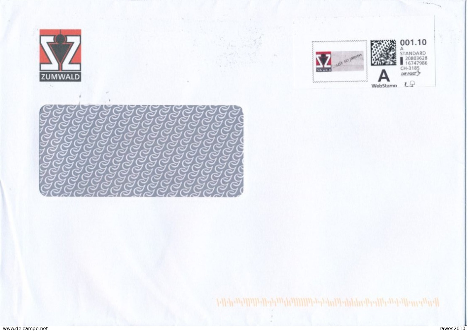 Schweiz Schmitten Webstamp (Label) A Standard 2023 1,10 CHF SZ Seit 50 Jahren Zumwalde Bauunternehmen - Lettres & Documents