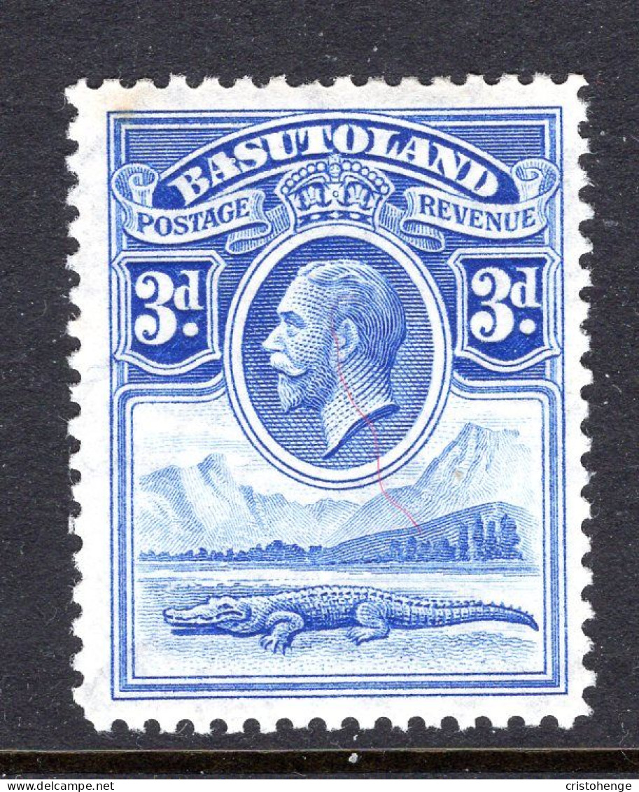 Basutoland 1933 KGV Crocodile & Mountains - 3d Bright Blue HM (SG 4) - 1933-1964 Kolonie Van De Kroon