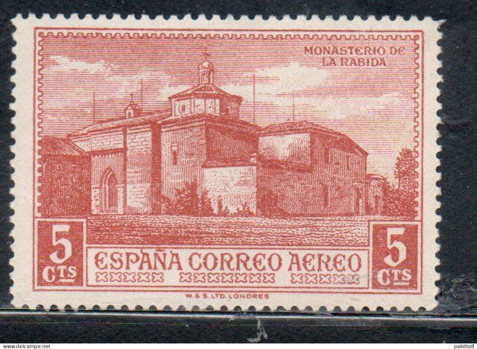 SPAIN ESPAÑA SPAGNA 1930 AIR POST MAIL AIRMAIL CHRISTOPHER COLUMBUS ISSUE LA RABYDA MONASTER   5c MLH - Neufs