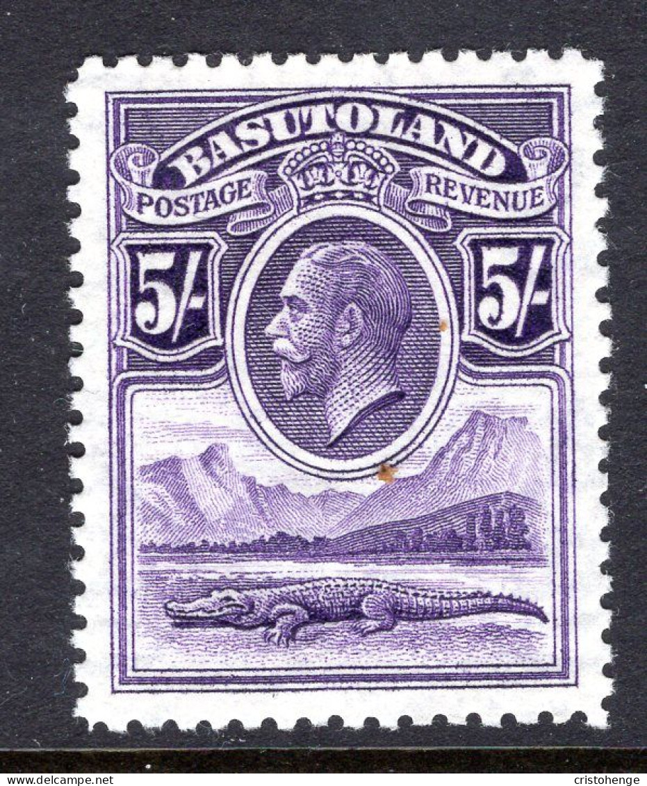 Basutoland 1933 KGV Crocodile & Mountains - 5/- Violet HM (SG 9) - 1933-1964 Colonie Britannique