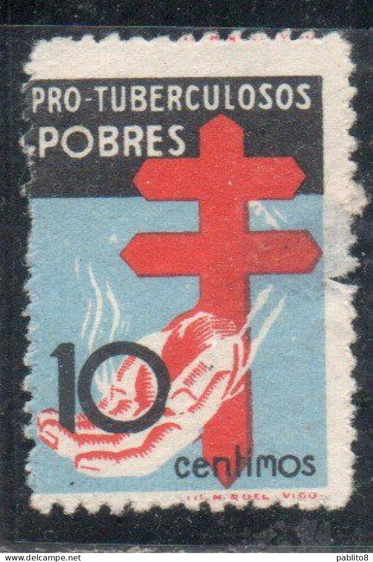 SPAIN ESPAÑA SPAGNA 1937 POSTAL TAX STAMPS 10c USED USATO OBLITERE' - Fiscali-postali