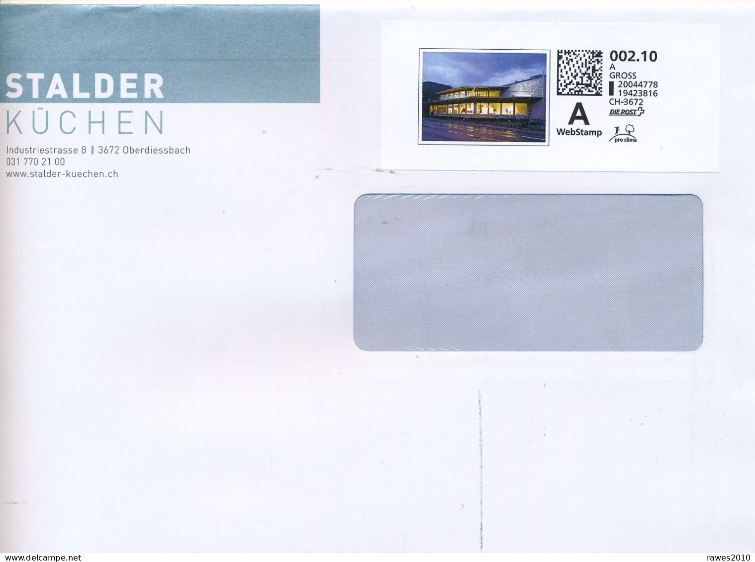 Schweiz Oberdiessbach Webstamp (Label) A Gross 2023 2,10 CHF Gebäude Stalder Küchen - Brieven En Documenten