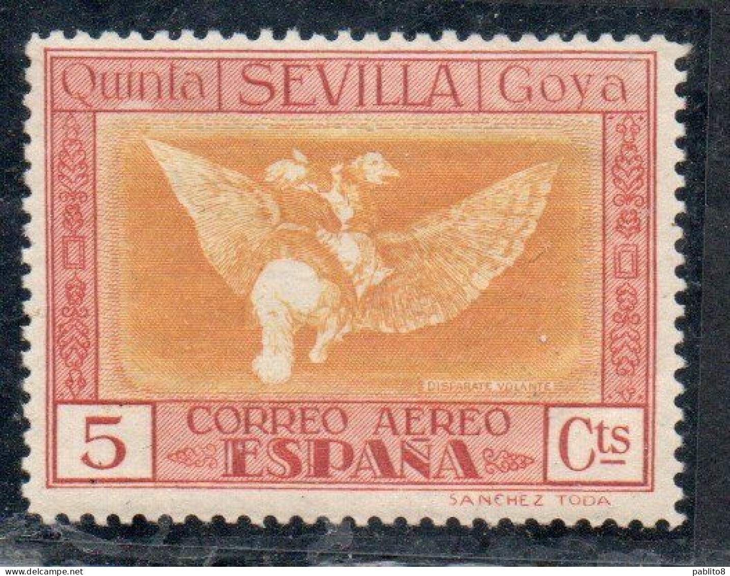 SPAIN ESPAÑA SPAGNA 1930 CORREO AEREO AIR POST MAIL AIRMAIL FANTASY OF FLIGHT FRANCISCO DE GOYA Y LUCIENTES 5c MLH - Nuevos