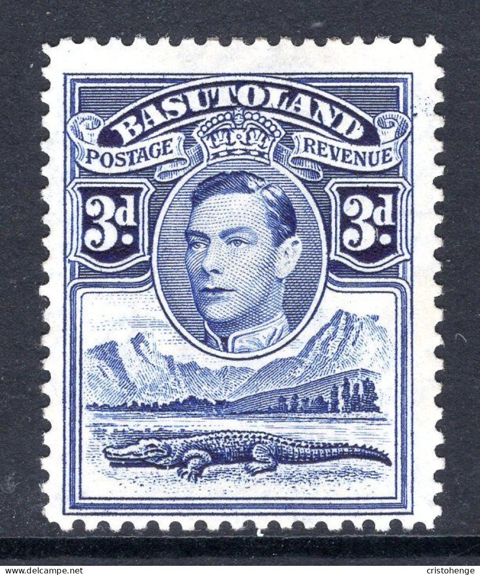 Basutoland 1938 KGVI Crocodile & Mountains - 3d Bright Blue HM (SG 22) - 1933-1964 Colonia Británica