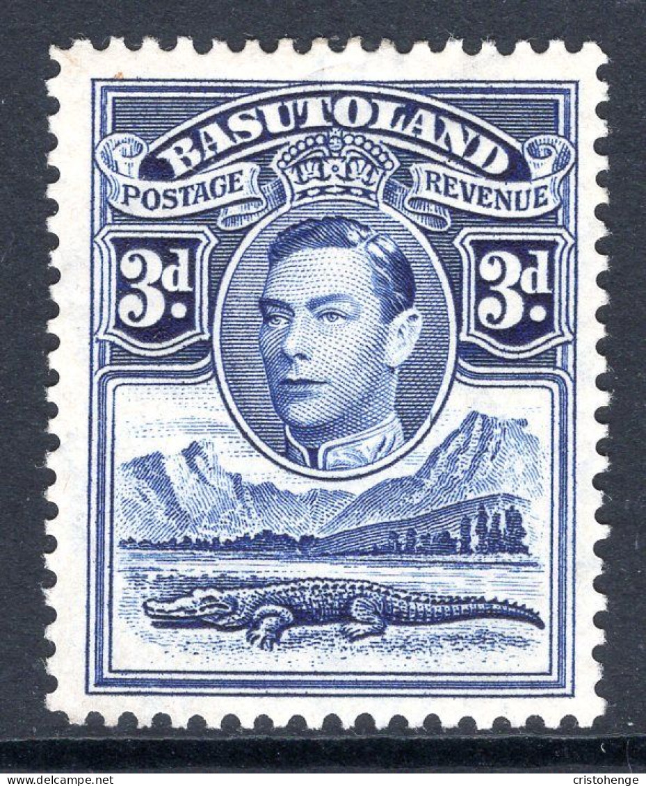 Basutoland 1938 KGVI Crocodile & Mountains - 3d Bright Blue HM (SG 22) - 1933-1964 Colonie Britannique