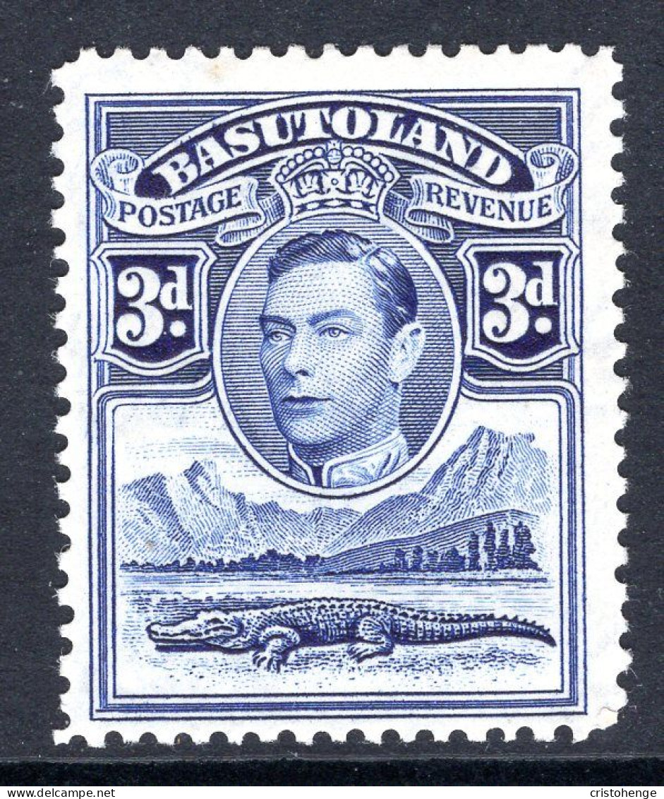 Basutoland 1938 KGVI Crocodile & Mountains - 3d Bright Blue HM (SG 22) - 1933-1964 Colonie Britannique