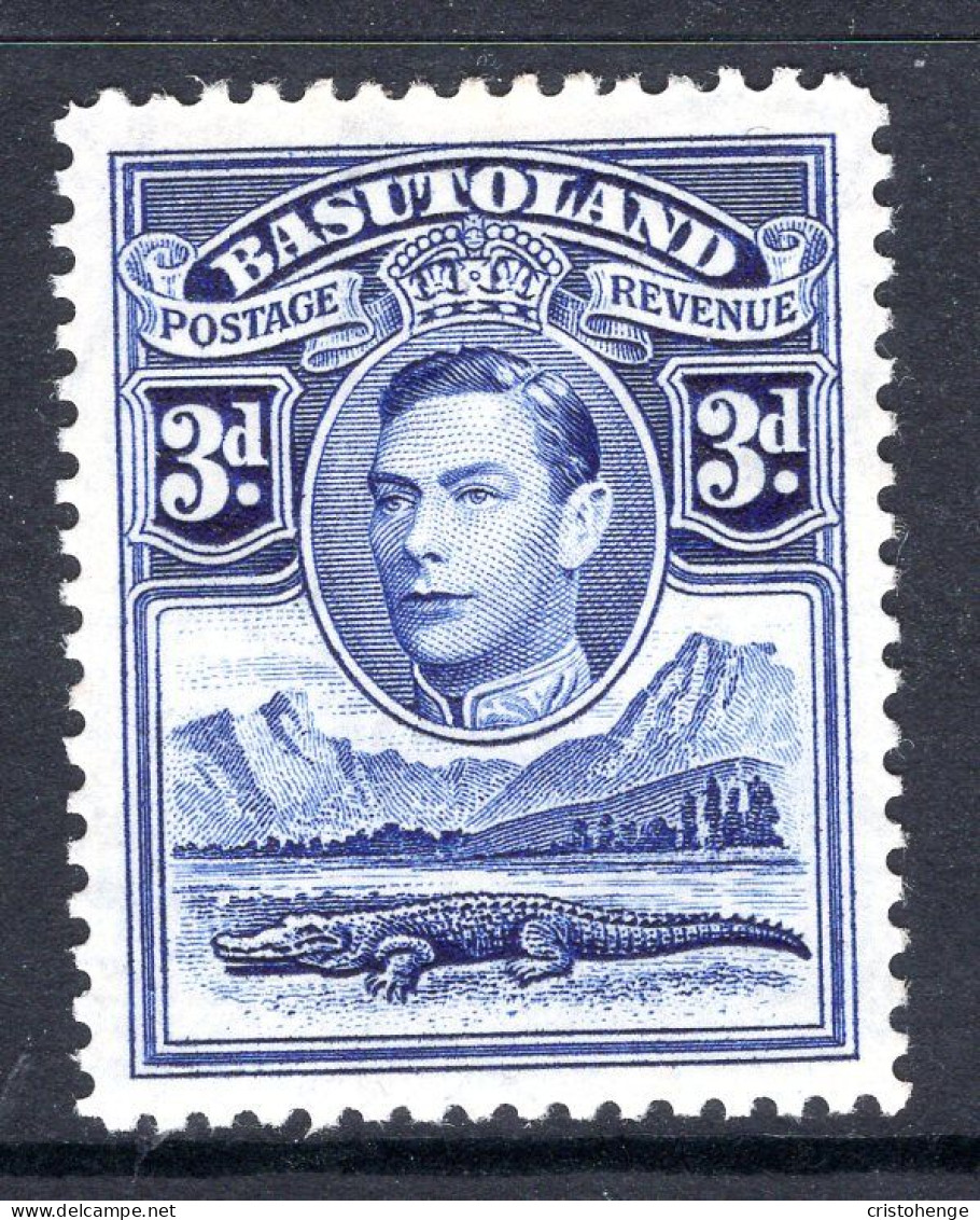 Basutoland 1938 KGVI Crocodile & Mountains - 3d Bright Blue HM (SG 22) - 1933-1964 Colonie Britannique