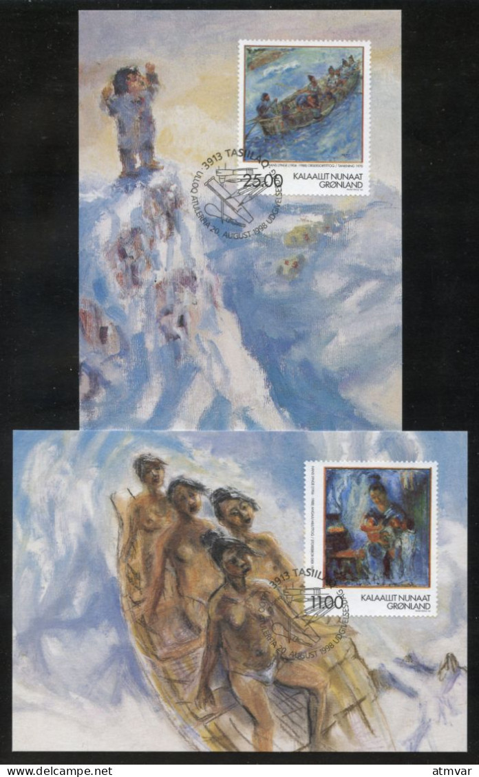 GREENLAND (1998) Carte S Maximum Card S - Paintings Of Hans Lynge (1906-1988), Art - Maximumkaarten