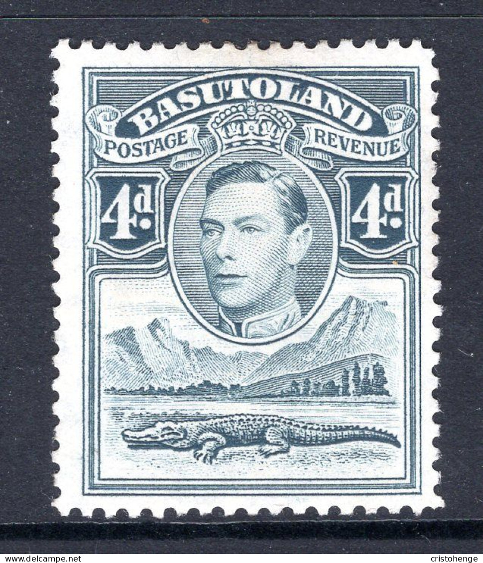 Basutoland 1938 KGVI Crocodile & Mountains - 4d Grey HM (SG 23) - 1933-1964 Colonie Britannique