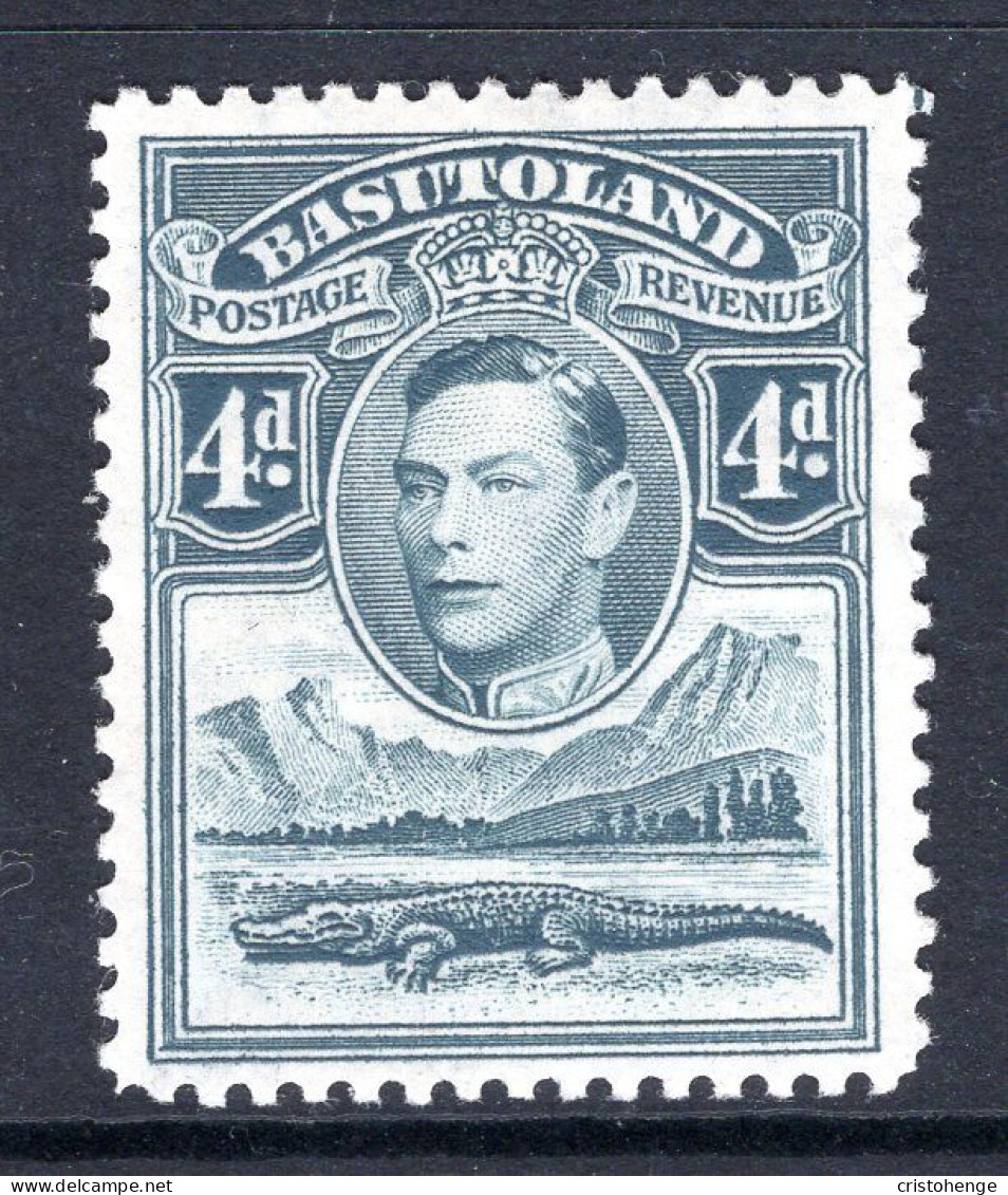 Basutoland 1938 KGVI Crocodile & Mountains - 4d Grey HM (SG 23) - 1933-1964 Colonie Britannique