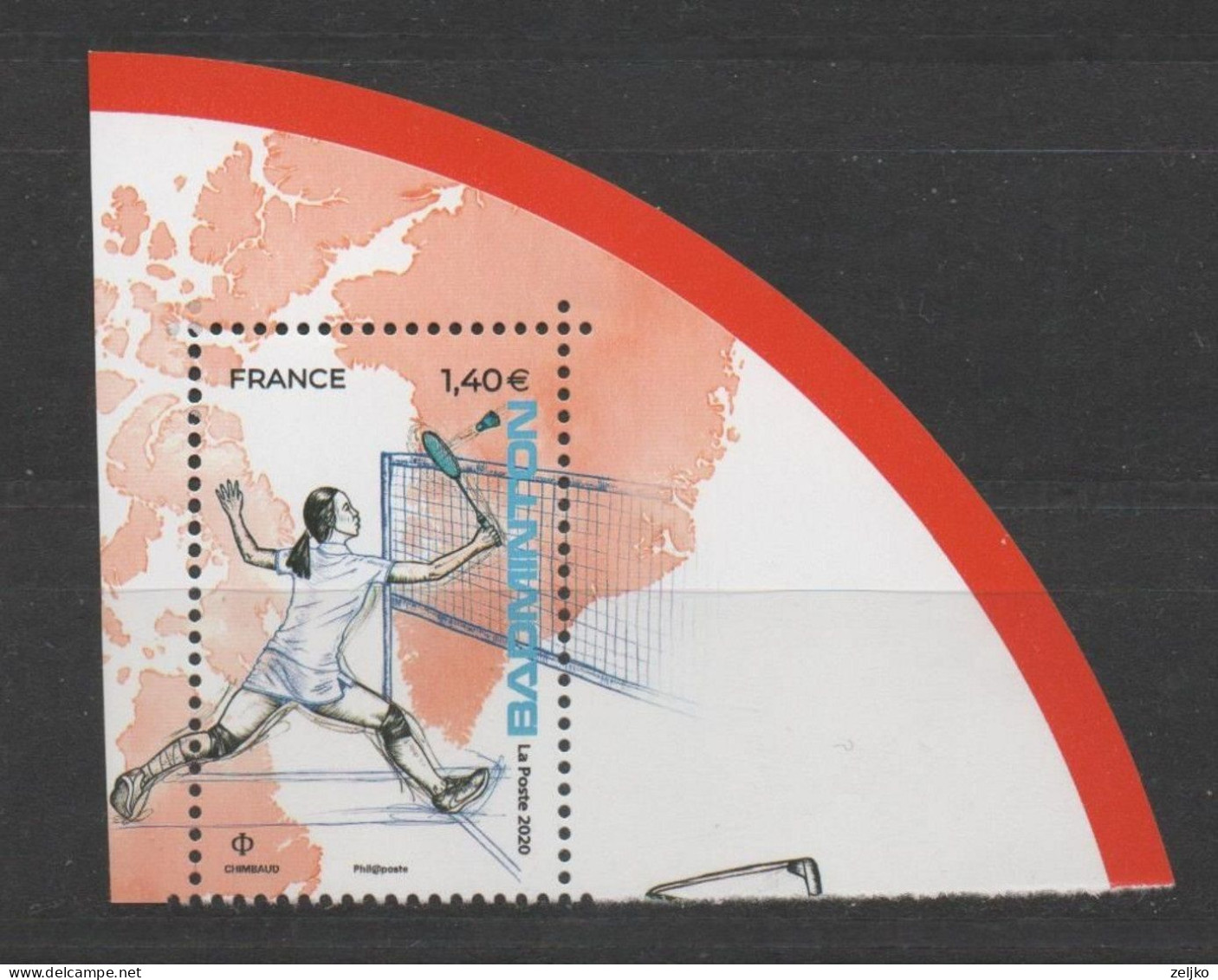 France, 2020, MNH, Sport, Badminton, Stamp From Miniature Sheet - Bádminton