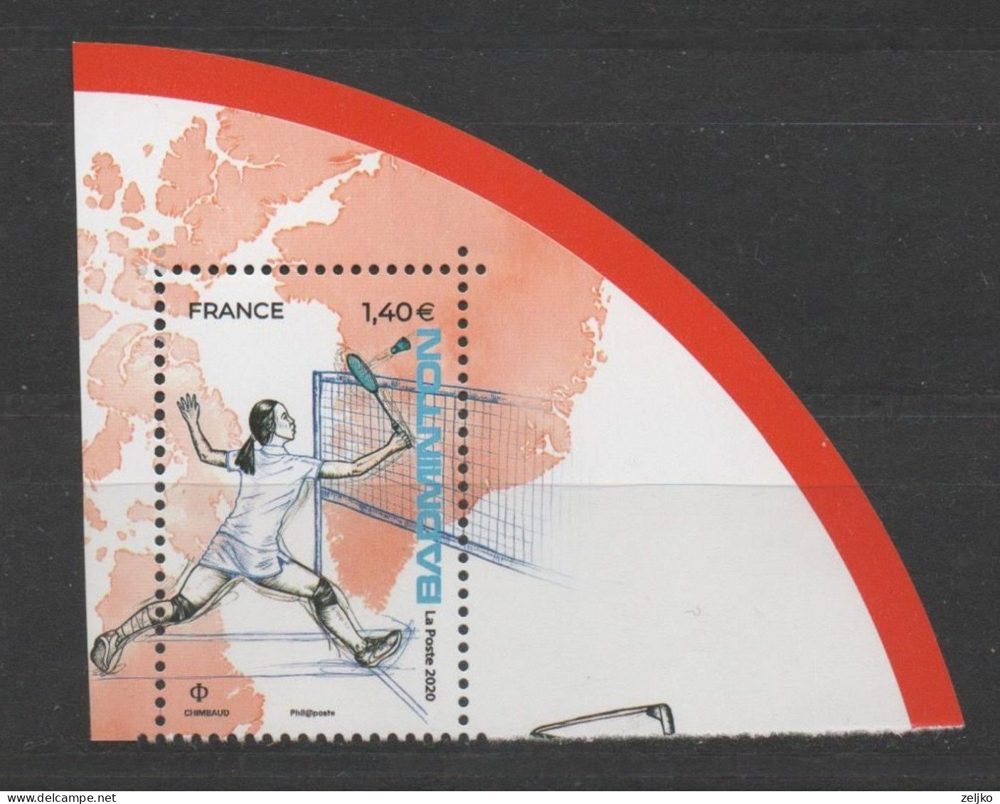 France, 2020, MNH, Sport, Badminton, Stamp From Miniature Sheet - Badminton