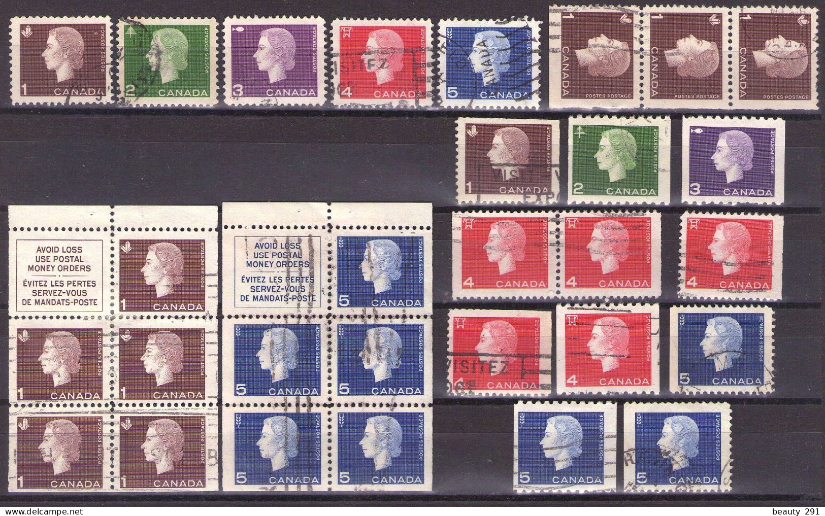 Canada 1962 - ELIZABETH II - Mi 348-352A,C,E,F - USED - Gebruikt