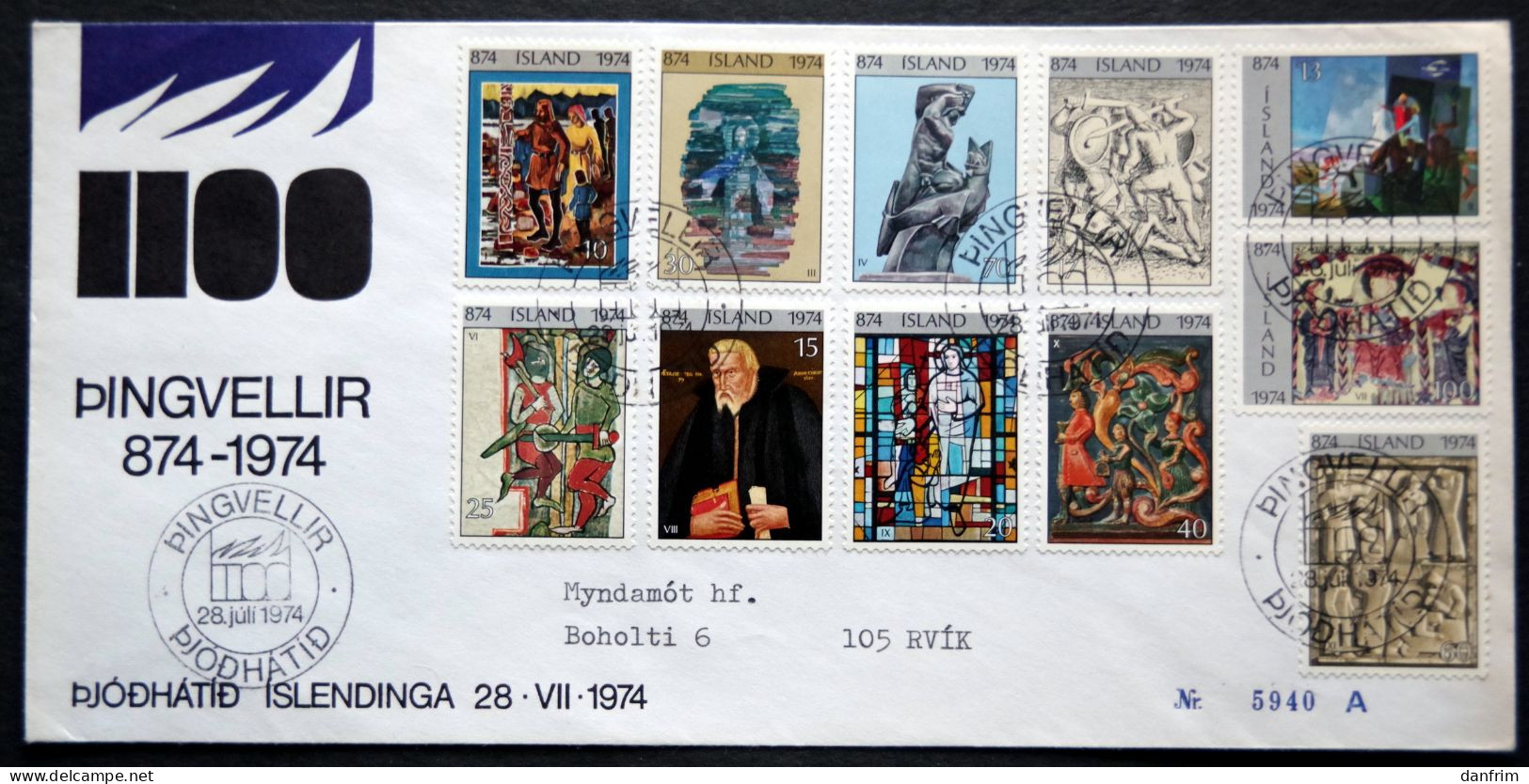 Iceland 1974 Pingvellir   Minr.485-88+491-97    ( Lot 2208 ) - Storia Postale