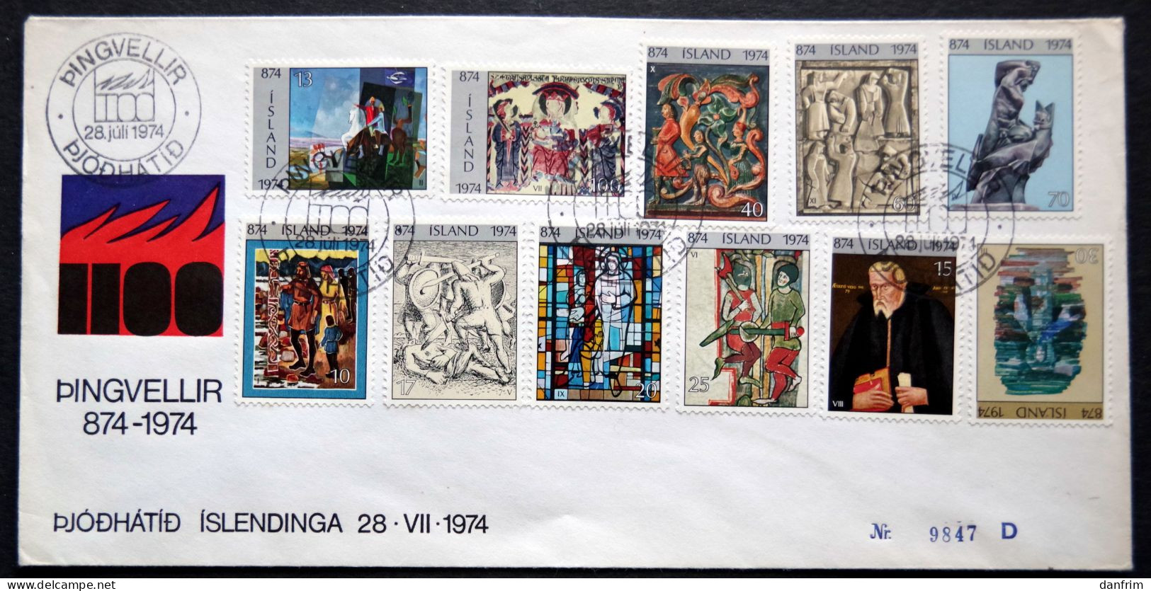 Iceland 1974 Pingvellir   Minr.485-88+491-97    ( Lot 2208 ) - Storia Postale