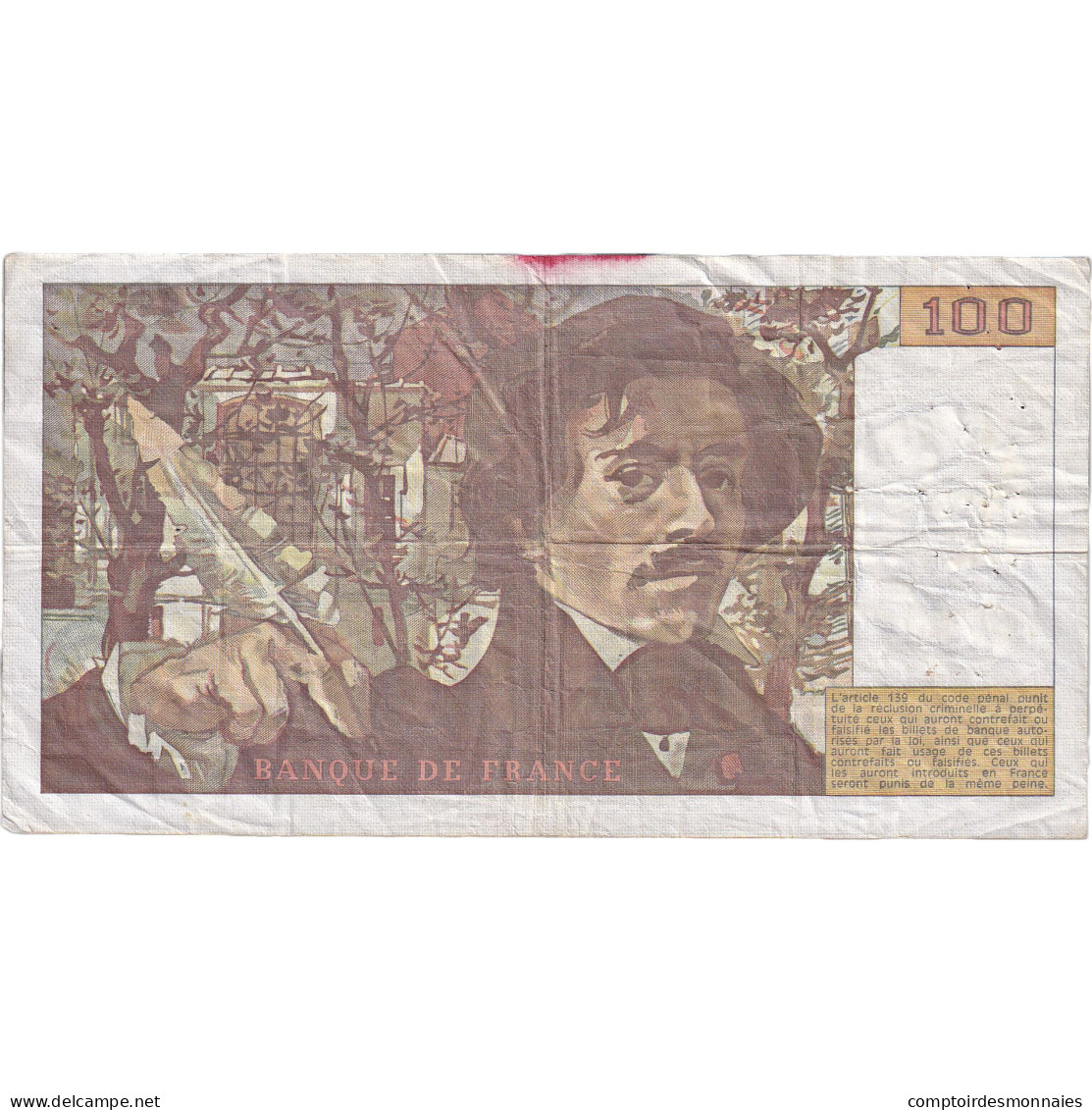 France, 100 Francs, Delacroix, 1978, W.3, TB+, Fayette:68.3, KM:153 - 100 F 1978-1995 ''Delacroix''