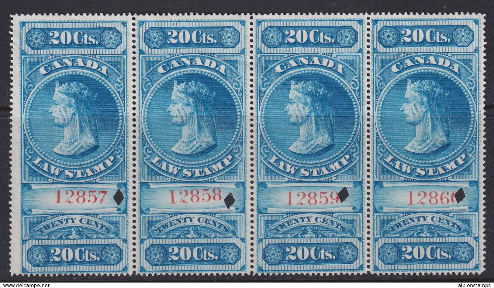 Canada Revenue (Federal), Van Dam FSC2, Used Strip - Fiscale Zegels