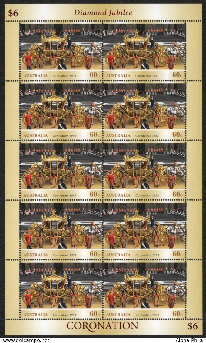 Australien 2013 - Mi-Nr. 3930 II ** - MNH - Kleinbogen - 60. Krönungsjubiläum - Mint Stamps