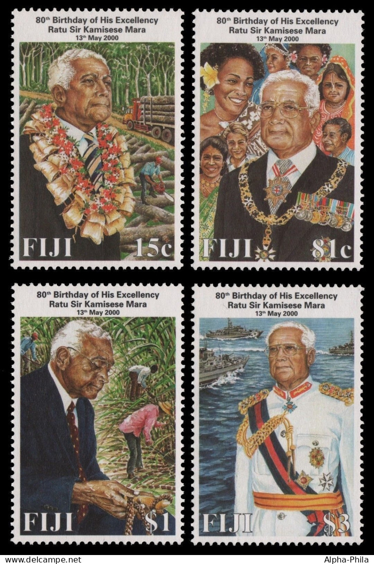 Fidschi 2000 - Mi-Nr. 927-930 ** - MNH - Ratu Sir Kamisese Mara - Fiji (...-1970)