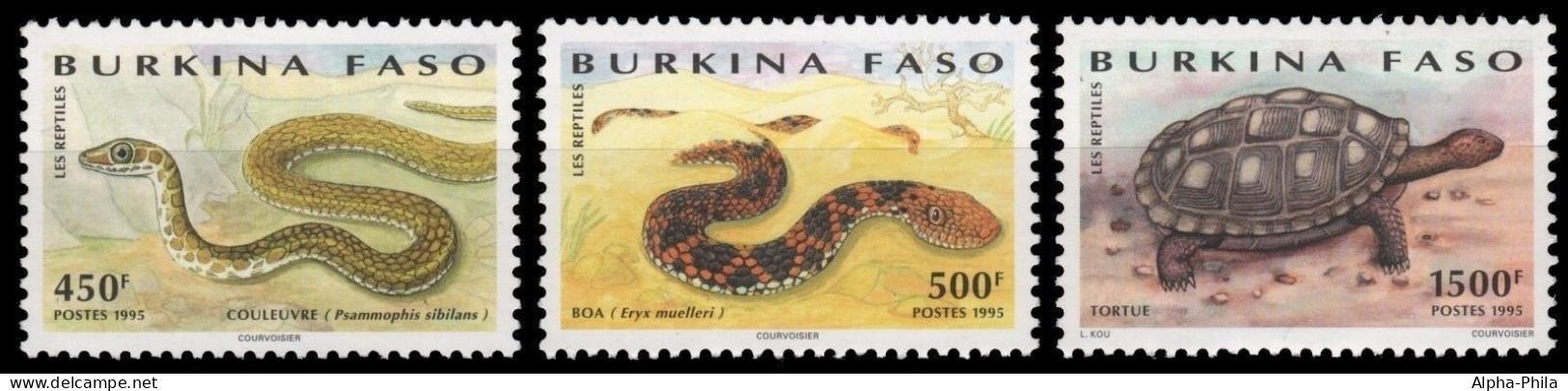 Burkina Faso 1995 - Mi-Nr. 1375-1377 ** - MNH - Reptilien / Reptiles - Burkina Faso (1984-...)