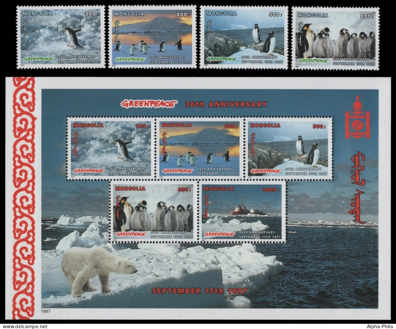 Mongolei 1997 - Mi-Nr. 2674-2677 & 2678-2682 ** - MNH - Pinguine / Penguins - Mongolie