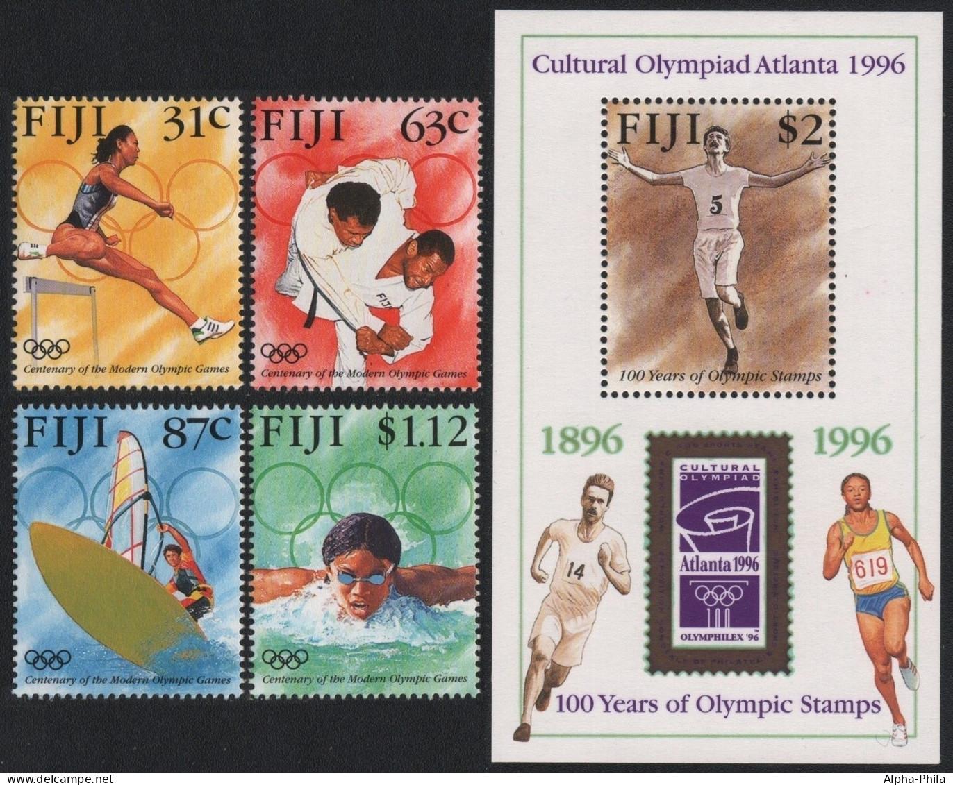 Fidschi 1996 - Mi-Nr. 770-773 & Block 18 ** - MNH - Olympia Atlanta - Fiji (...-1970)